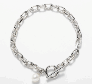 tsui LINK CHAIN PEARL CHARM BRACELET